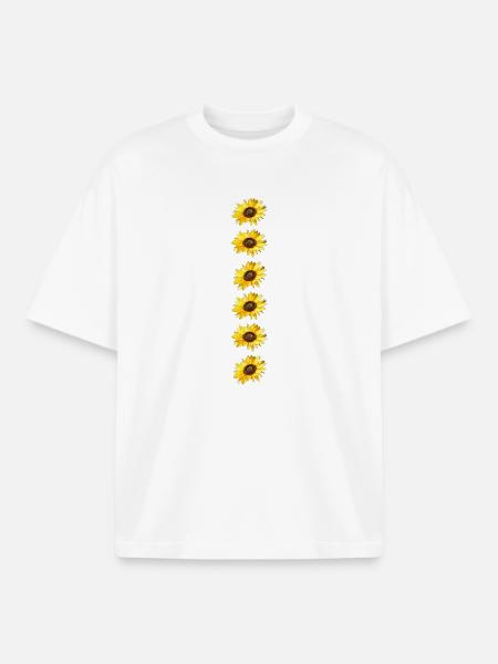 sunflowers row - Boxy Heavyweight Unisex Organic T-Shirt by Stanley/Stella - white