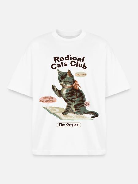 Radical Cats Club – Vintage Cat Lovers - Boxy Heavyweight Unisex Organic T-Shirt by Stanley/Stella - white