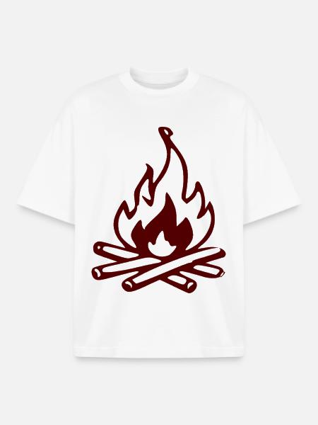 Silhouette Feu de camp rouge - T-shirt unisexe boxy épais biologique Stanley/Stella - blanc