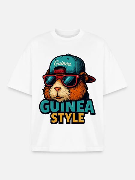 Guinea Style: Sunglasses Pig - Boxy Heavyweight Unisex Organic T-Shirt by Stanley/Stella - white