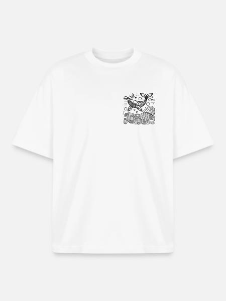Ocean Spirit – Geometric Whale - Boxy Heavyweight Unisex Organic T-Shirt by Stanley/Stella - white