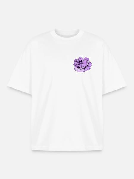 Lila Pfingstrose Linienkunst - Boxy Heavyweight Unisex Organic T-Shirt von Stanley/Stella - Weiß