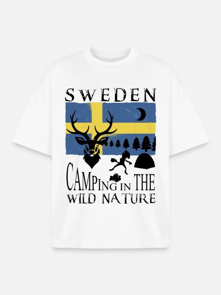 Camping in Sweden - Boxy Heavyweight Unisex Organic T-Shirt by Stanley/Stella - white