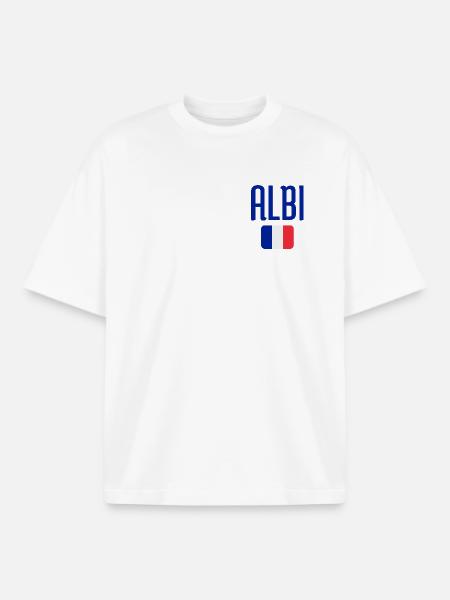Albi France Flag Emblem - Boxy Heavyweight Unisex Organic T-Shirt by Stanley/Stella - white