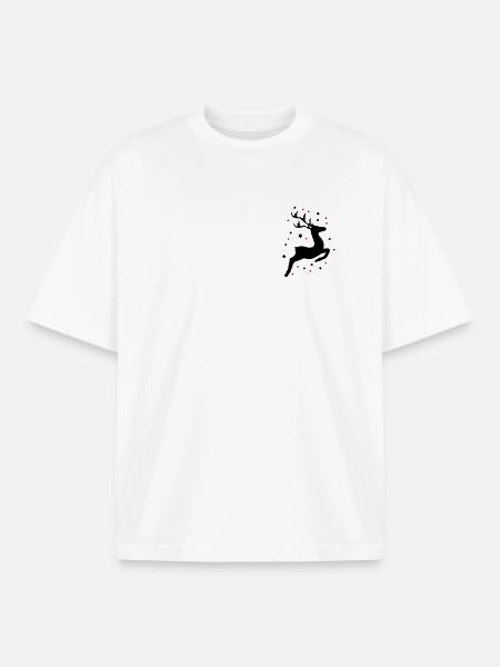 leaping reindeer - Boxy Heavyweight Unisex Organic T-Shirt by Stanley/Stella - white