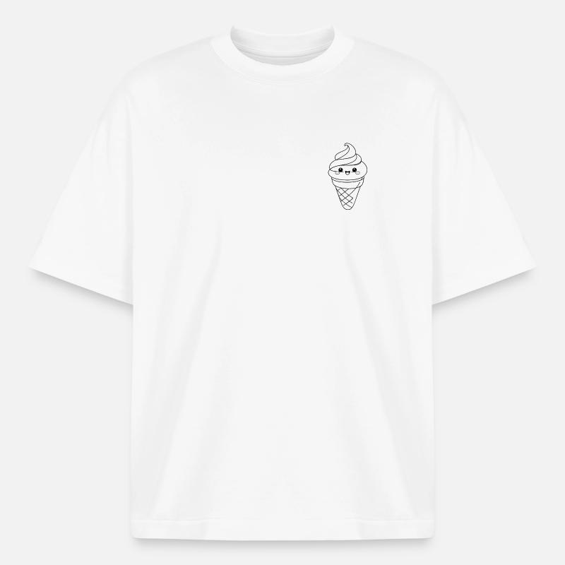 Softeis Eiscreme Icon Minimal Statement - Boxy Heavyweight Unisex Organic T-Shirt by Stanley/Stella - white