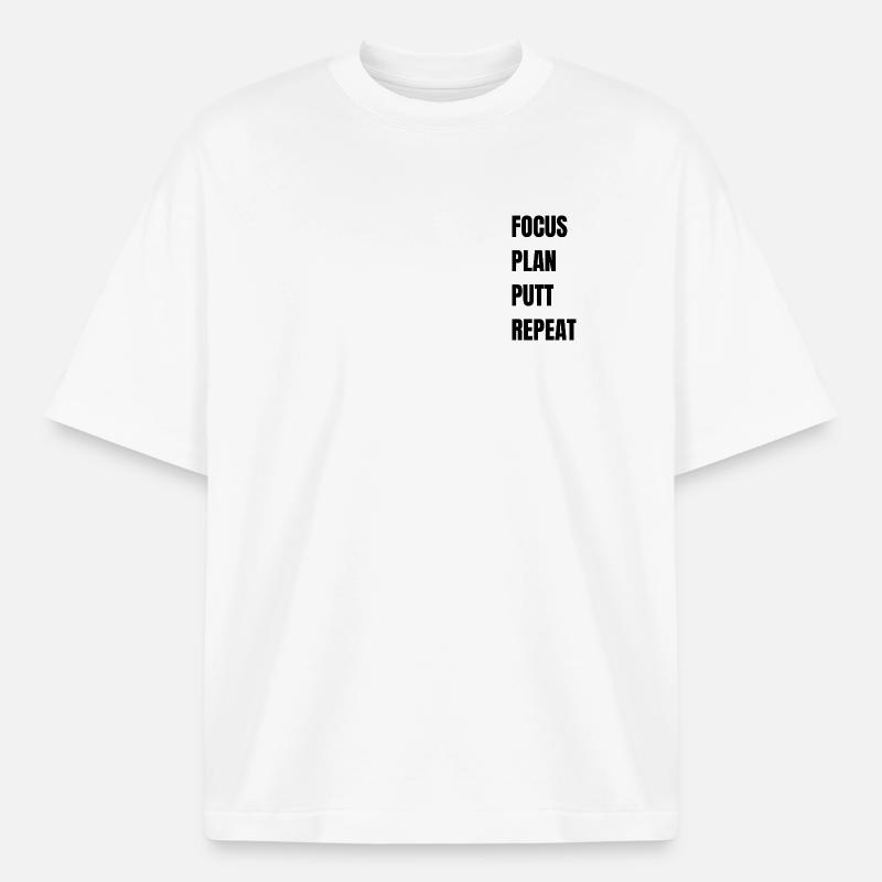 Golf Focus Plan Putt Repeat - Boxy Heavyweight Unisex Organic T-Shirt von Stanley/Stella - Weiß