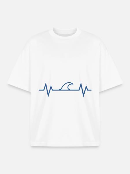 Heartbeat Mer - T-shirt unisexe boxy épais biologique Stanley/Stella - blanc