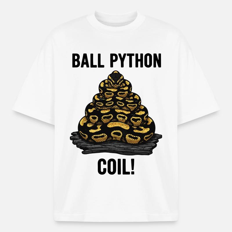 Royal Python Ball Python Coil Reptilienpyramide - Boxy Heavyweight Unisex Organic T-Shirt von Stanley/Stella - Weiß