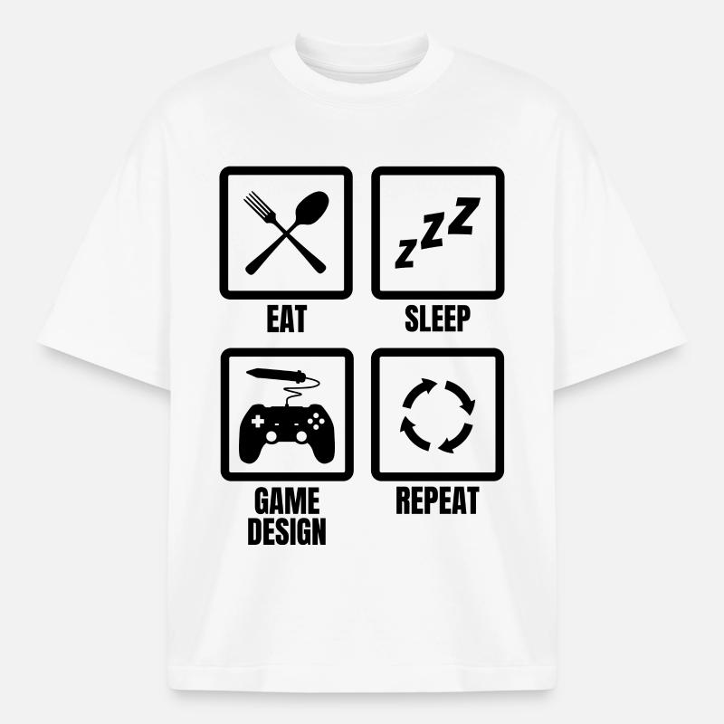 Routine de conception de jeu - T-shirt unisexe boxy épais biologique Stanley/Stella - blanc