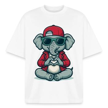 Herz-Elefant mit Style - Boxy Heavyweight Unisex Organic T-Shirt von Stanley/Stella - Weiß - Vorne - AI Model Male 185 light (185cm) & AI Model Female 172 dark (172cm)