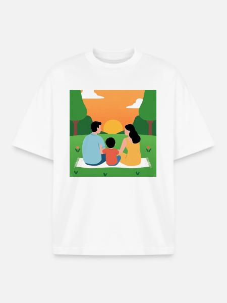 Sonnenuntergang mit der Familie - Boxy Heavyweight Unisex Organic T-Shirt von Stanley/Stella - Weiß