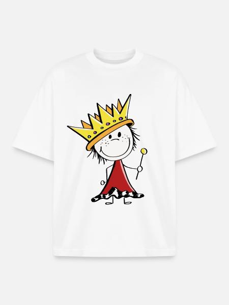 Sweet little king - kings - stick figures - Boxy Heavyweight Unisex Organic T-Shirt by Stanley/Stella - white