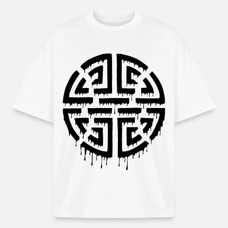 Graffiti eines schwarzen Labyrinths - Boxy Heavyweight Unisex Organic T-Shirt von Stanley/Stella - Weiß