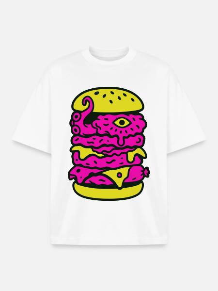 Monsterburger im Pop-Art Stil - Boxy Heavyweight Unisex Organic T-Shirt von Stanley/Stella - Weiß