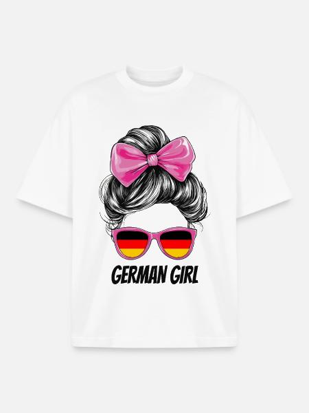 Germany Flag Flag Woman Sunglasses Fan - Boxy Heavyweight Unisex Organic T-Shirt by Stanley/Stella - white