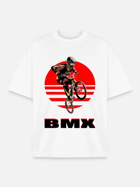 BMX Bike - Boxy Heavyweight Unisex Organic T-Shirt by Stanley/Stella - white