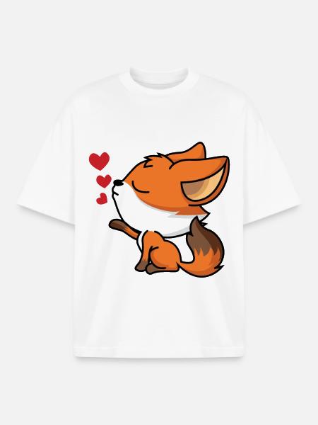 Heart Fox - Boxy Heavyweight Unisex Organic T-Shirt by Stanley/Stella - white