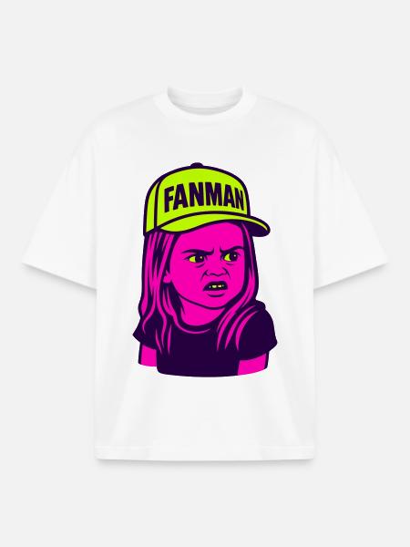 FANMAN Pop-Art-Mädchen mit Cap - Boxy Heavyweight Unisex Organic T-Shirt von Stanley/Stella - Weiß