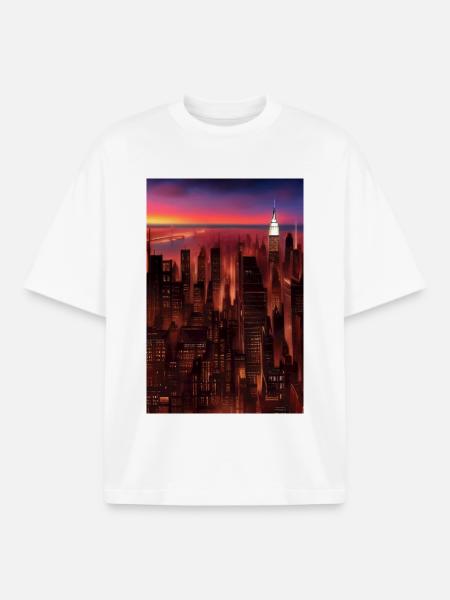 New York City Skyline - Boxy Heavyweight Unisex Organic T-Shirt by Stanley/Stella - white