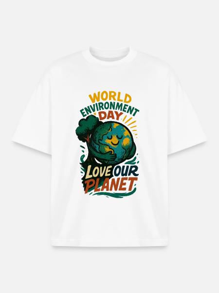 Earth Hugging Tree for World Environment Day - Boxy Heavyweight Unisex Organic T-Shirt by Stanley/Stella - white