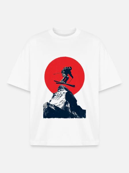 Skisprung über Felsgipfel - Boxy Heavyweight Unisex Organic T-Shirt von Stanley/Stella - Weiß