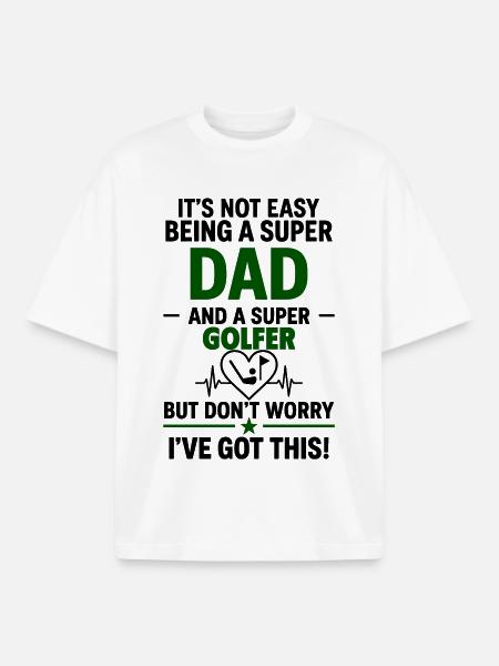 Herz + Golf – Super Papa Golfer - Boxy Heavyweight Unisex Organic T-Shirt by Stanley/Stella - white