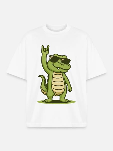 Rock’n’Roll Krokobaby - Boxy Heavyweight Unisex Organic T-Shirt von Stanley/Stella - Weiß