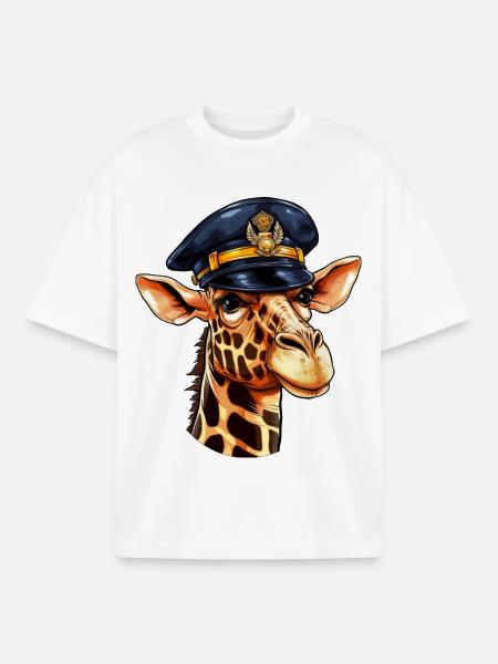 Giraffe Policeman - Boxy Heavyweight Unisex Organic T-Shirt by Stanley/Stella - white