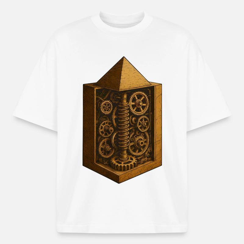 Pyramide von Chephren | Antike Getriebemechanik-Kunst - Boxy Heavyweight Unisex Organic T-Shirt von Stanley/Stella - Weiß