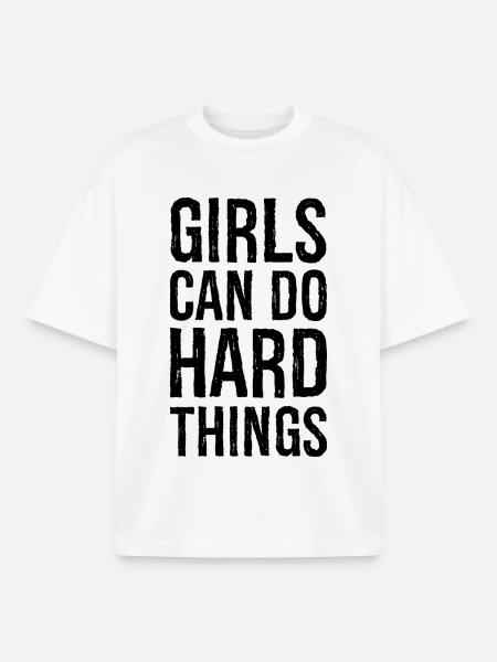 Mädchen können harte Dinge tun - Boxy Heavyweight Unisex Organic T-Shirt von Stanley/Stella - Weiß