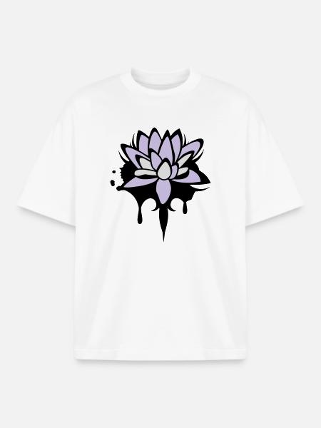 Fleur de lotus graffiti - T-shirt unisexe boxy épais biologique Stanley/Stella - blanc