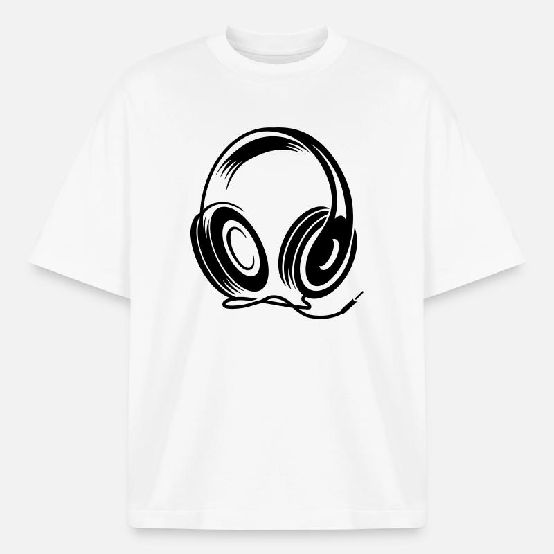 Kopfhörer mit Kabel im Stencil Stil - Boxy Heavyweight Unisex Organic T-Shirt von Stanley/Stella - Weiß