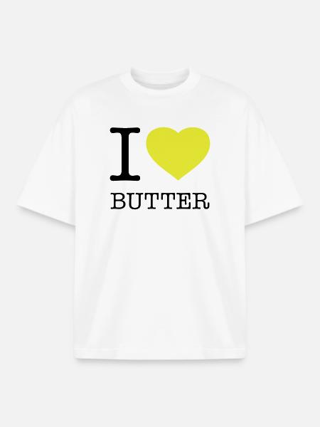 I LOVE BUTTER - Boxy Heavyweight Unisex Organic T-Shirt by Stanley/Stella - white