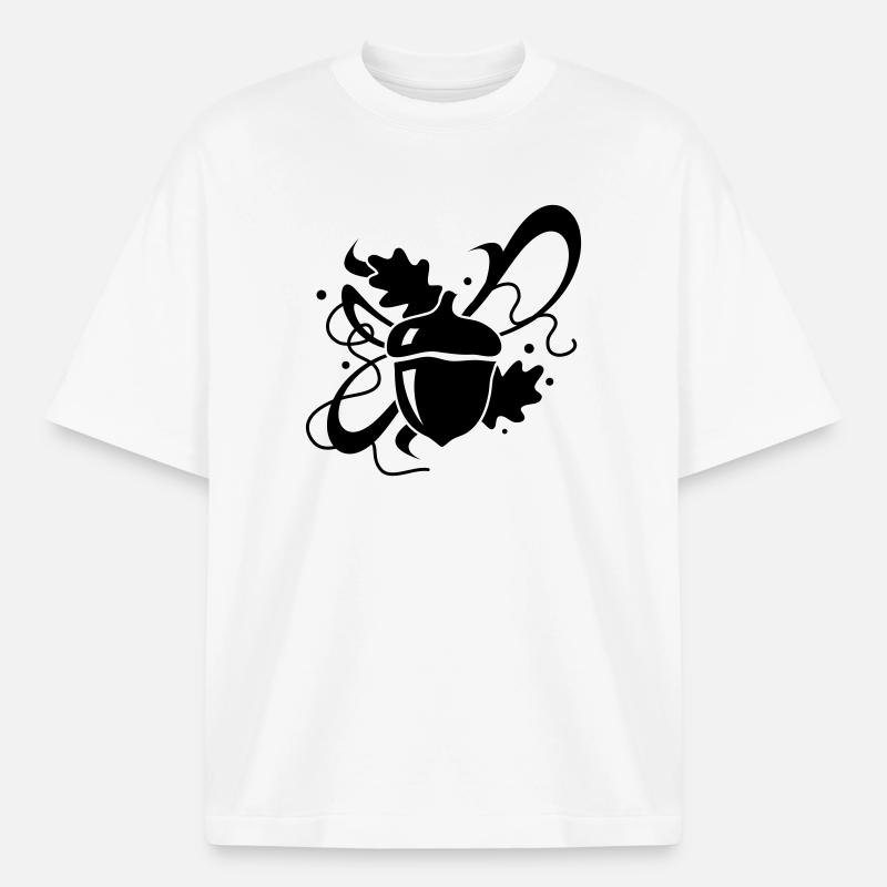 Eichel mit Eichenblätter - Boxy Heavyweight Unisex Organic T-Shirt von Stanley/Stella - Weiß