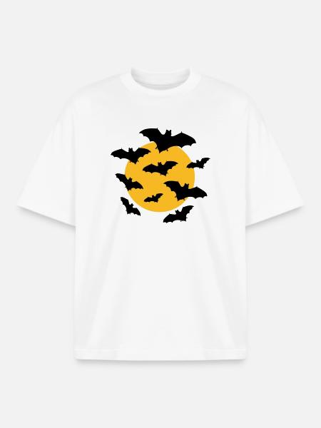 Bats & Moon - Boxy Heavyweight Unisex Organic T-Shirt by Stanley/Stella - white