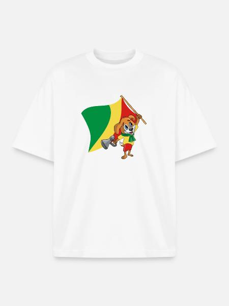 Congo (Brazzaville) fan dog - Boxy Heavyweight Unisex Organic T-Shirt by Stanley/Stella - white