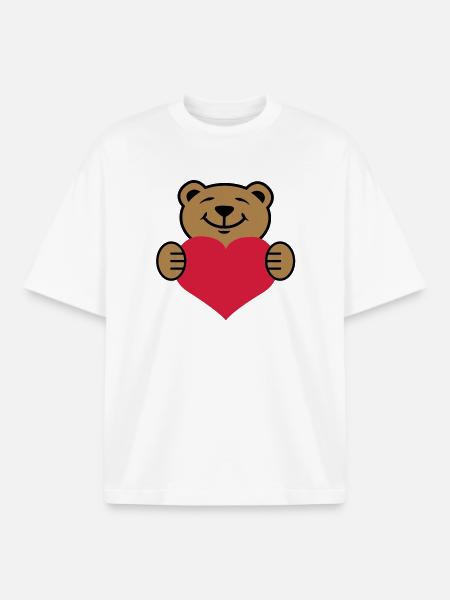Herz | Bärchen | Heart | Bear - Boxy Heavyweight Unisex Organic T-Shirt by Stanley/Stella - white