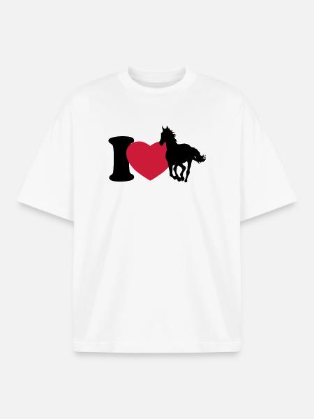 I love horses - Boxy Heavyweight Unisex Organic T-Shirt by Stanley/Stella - white