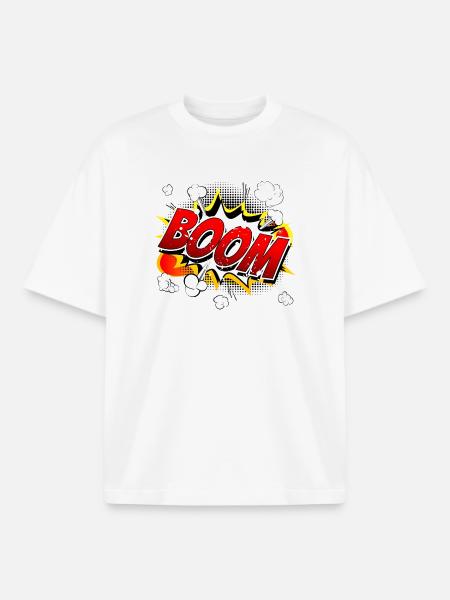 Boom Comic Graphic - Boxy Heavyweight Unisex Organic T-Shirt by Stanley/Stella - white