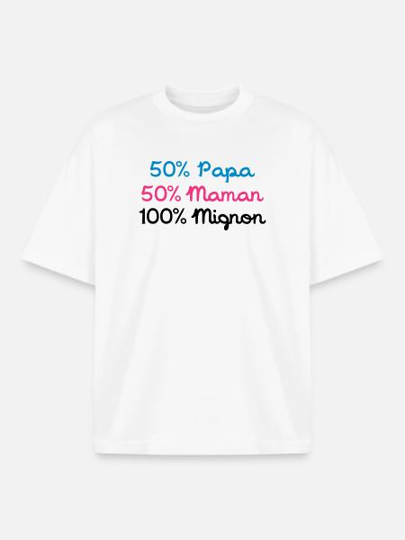 Papa 50% 50% 100% Nette Mom - Boxy Heavyweight Unisex Organic T-Shirt von Stanley/Stella - Weiß