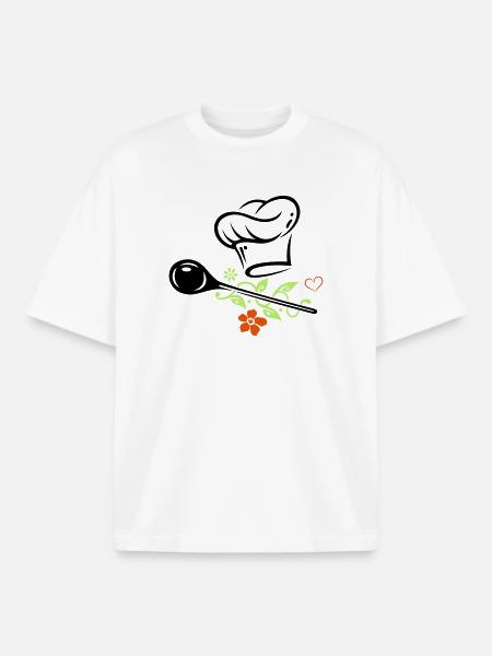 Cuillère en bois - T-shirt unisexe boxy épais biologique Stanley/Stella - blanc