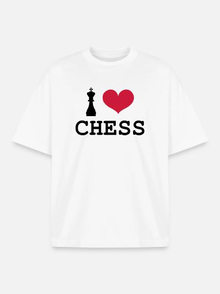 I Love Chess - T-shirt unisexe boxy épais biologique Stanley/Stella - blanc
