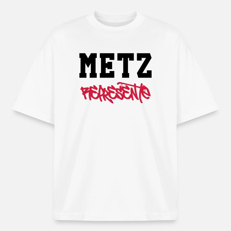 Metz Edustaa! - Unisex boxy raskas T-paita luomupuuvillasta Stanley/Stellalta - valkoinen