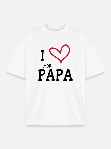 I Love My Dad - Boxy Heavyweight Unisex Organic T-Shirt by Stanley/Stella - white