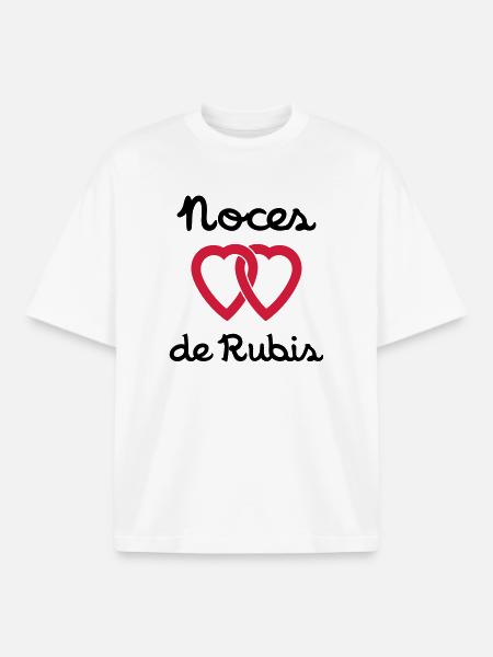 Noces de Rubis - T-shirt unisexe boxy épais biologique Stanley/Stella - blanc