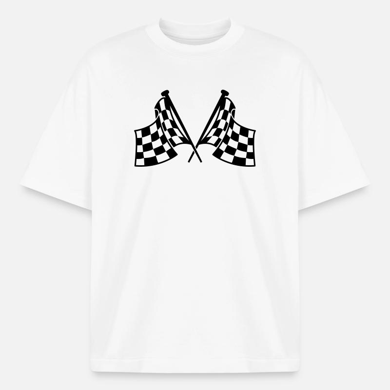 drapeaux de course - T-shirt unisexe épais coupe boxy Stanley/Stella - blanc
