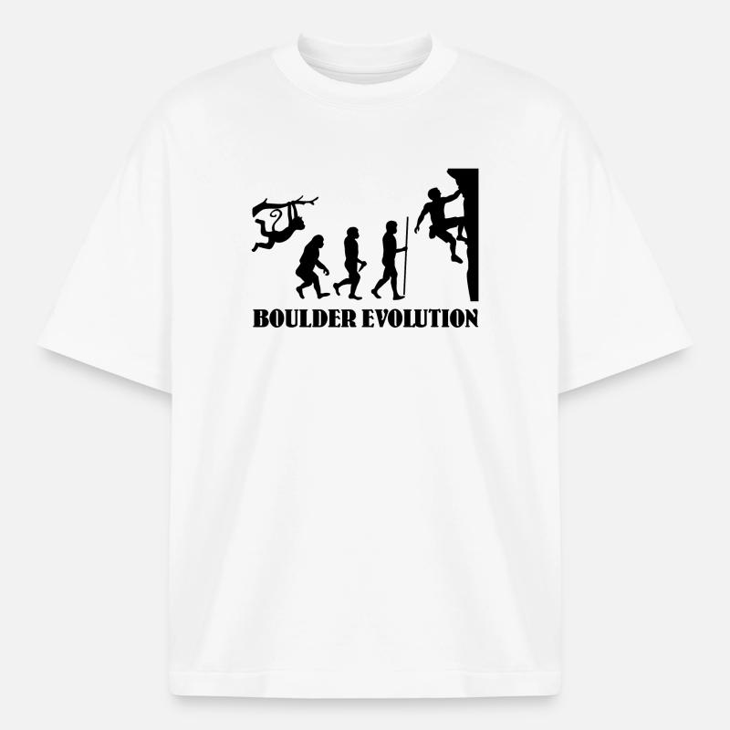 Boulder Evolution Klettern Bergsteigen Boulderer - Boxy Heavyweight Unisex Organic T-Shirt von Stanley/Stella - Weiß