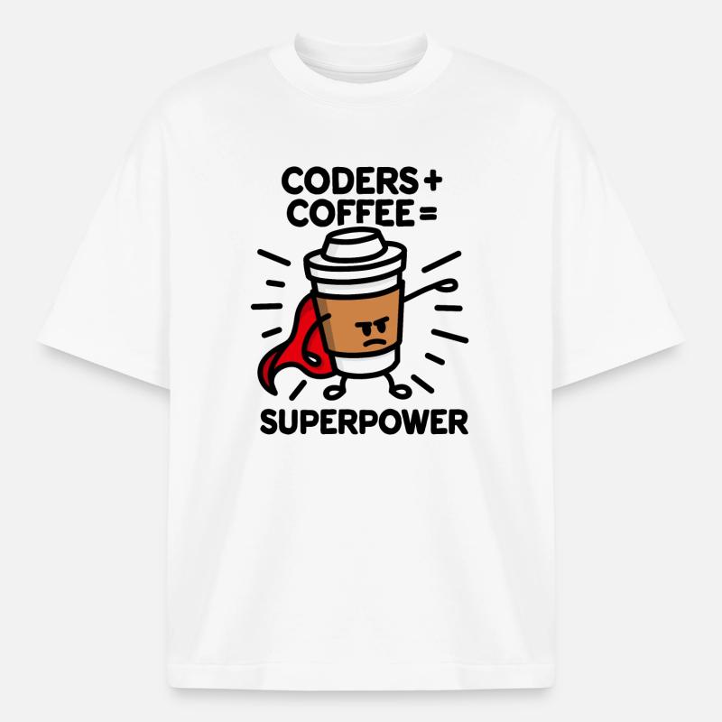 Coders + coffee = superpower (superhero) light - Boxy Heavyweight Unisex Organic T-Shirt von Stanley/Stella - Weiß