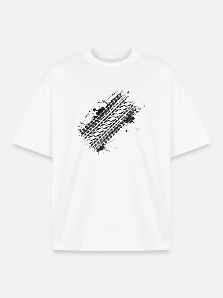 smutsigt bildäck för graffiti för bromsspår - Unisex boxy heavyweight ekologisk T-shirt Stanley/Stella - vit
